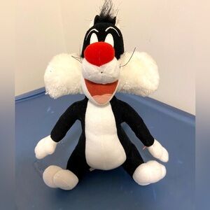 Vintage Looney Tunes Warner Bros 1998 Sylvester Cat Plush Stuffed Animal Toy 9"